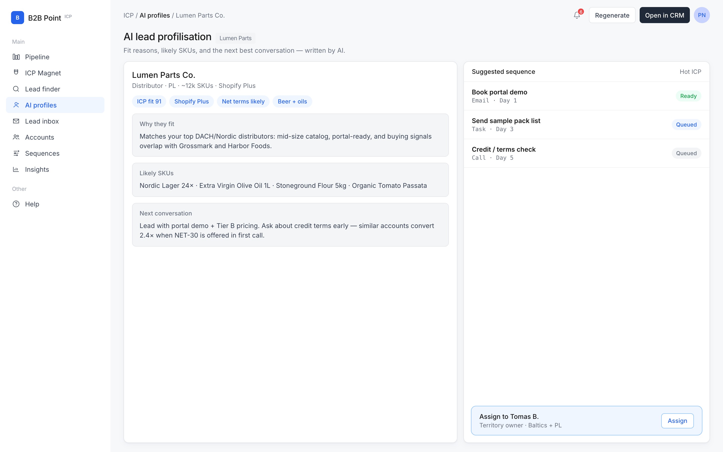 AI lead profilisation in B2B ICP