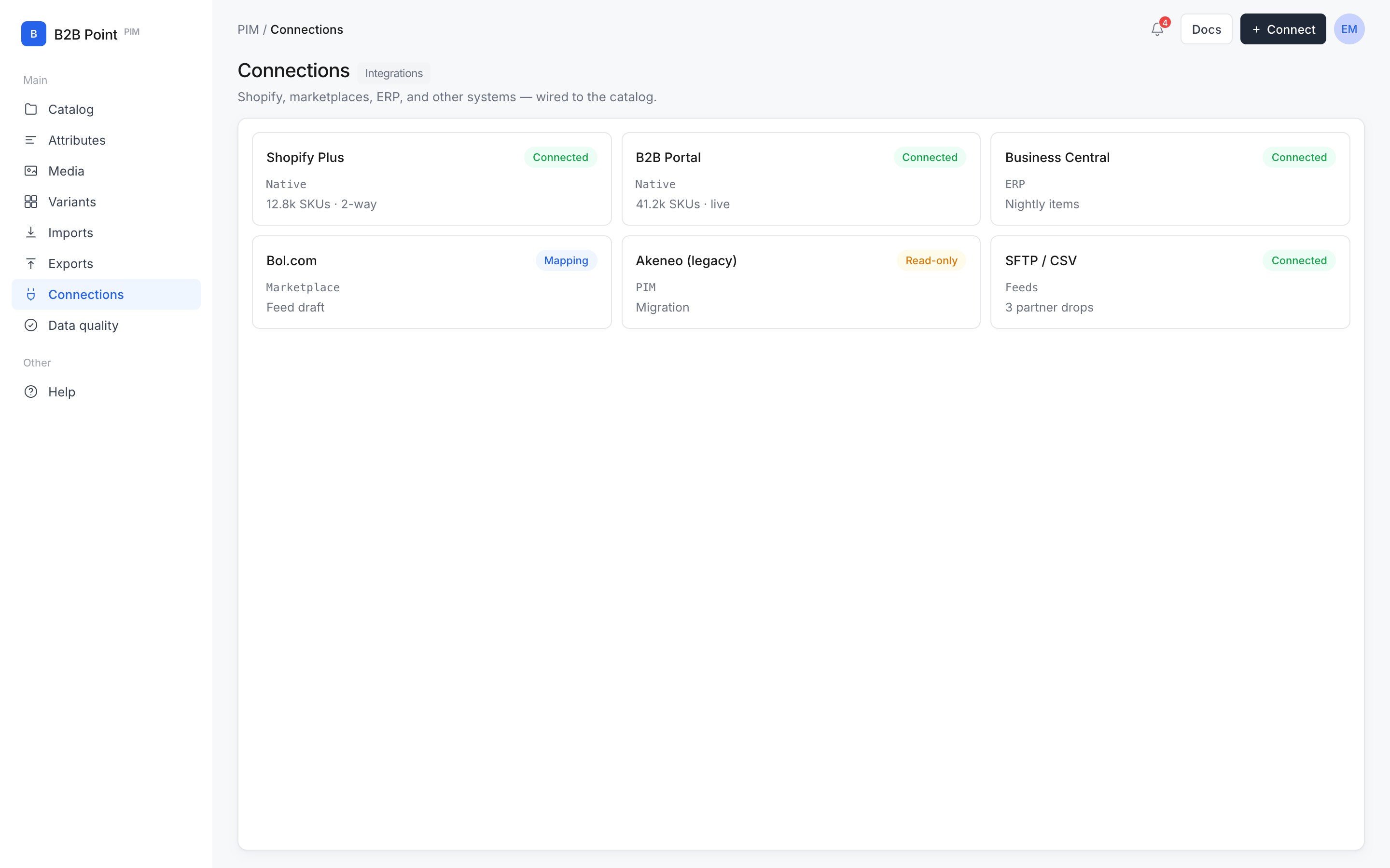 Connections in B2B PIM