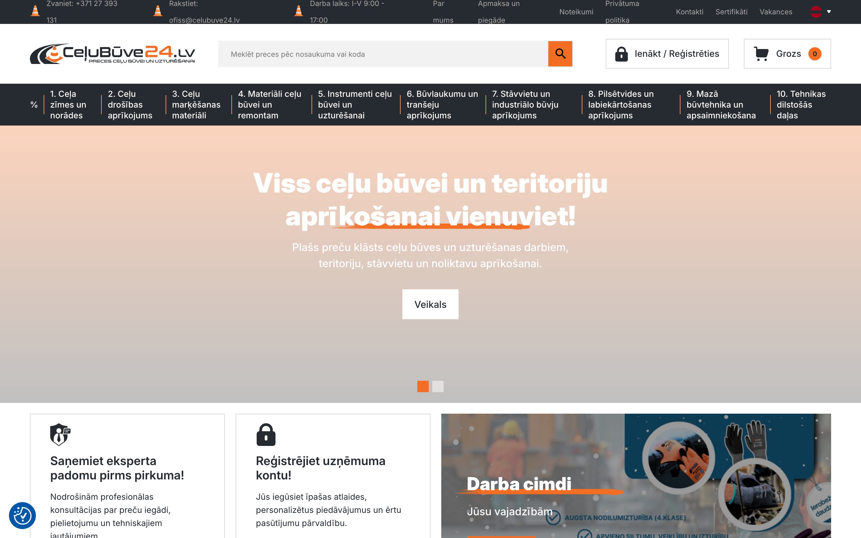 CeļuBūve24 homepage — road construction equipment store