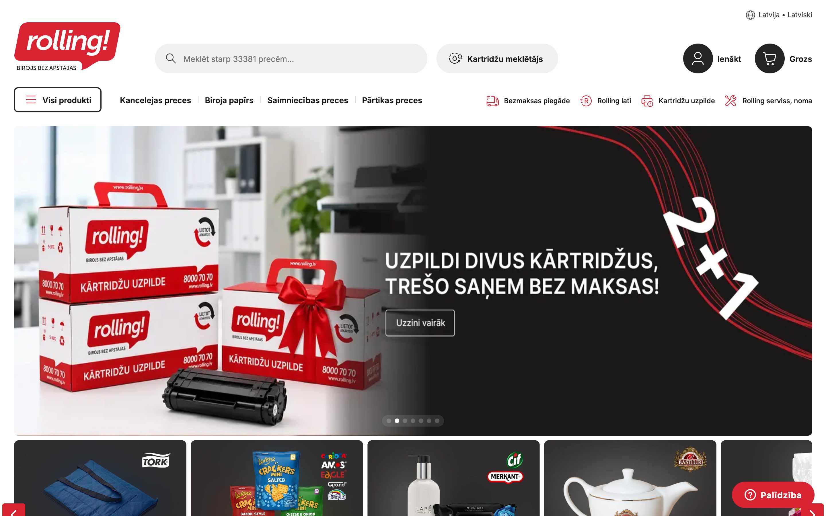 Rolling homepage — office and school supplies catalog